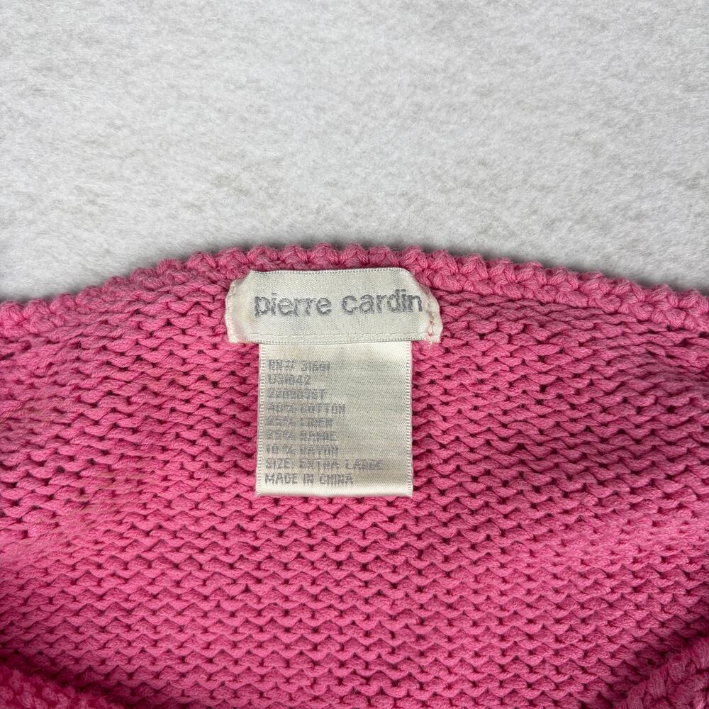VTG Pierre Cardin Knit Cardigan Women's XL Pink Crop Linen Coquette Preppy Y2K - Picture 4 of 13